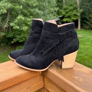 Free People x Faryl Robin size 8 Kelley Black Vegan Suede Wood Heel Booties